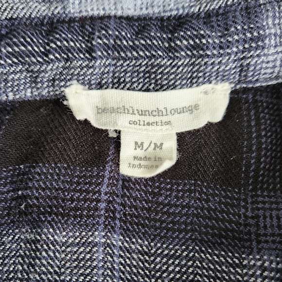 Beachlunchlounge Top Blue Plaid Button Down Soft flannel, Y2K, 90's, Grunge M - Picture 3 of 6